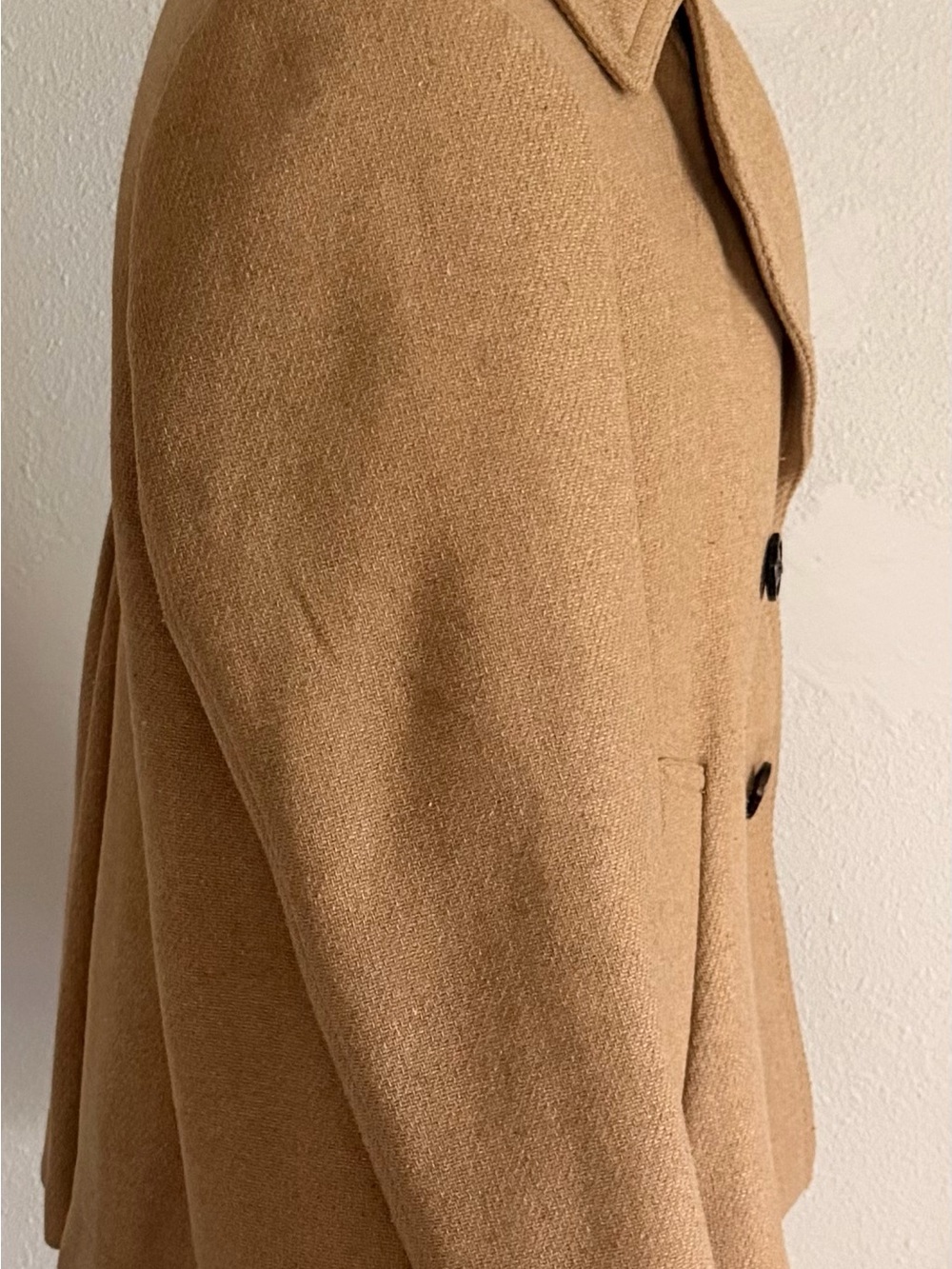 GAP Camel Double-Breasted Wool Blend Lanifico Nello Gori Peacoat Large - Picture 2 of 9